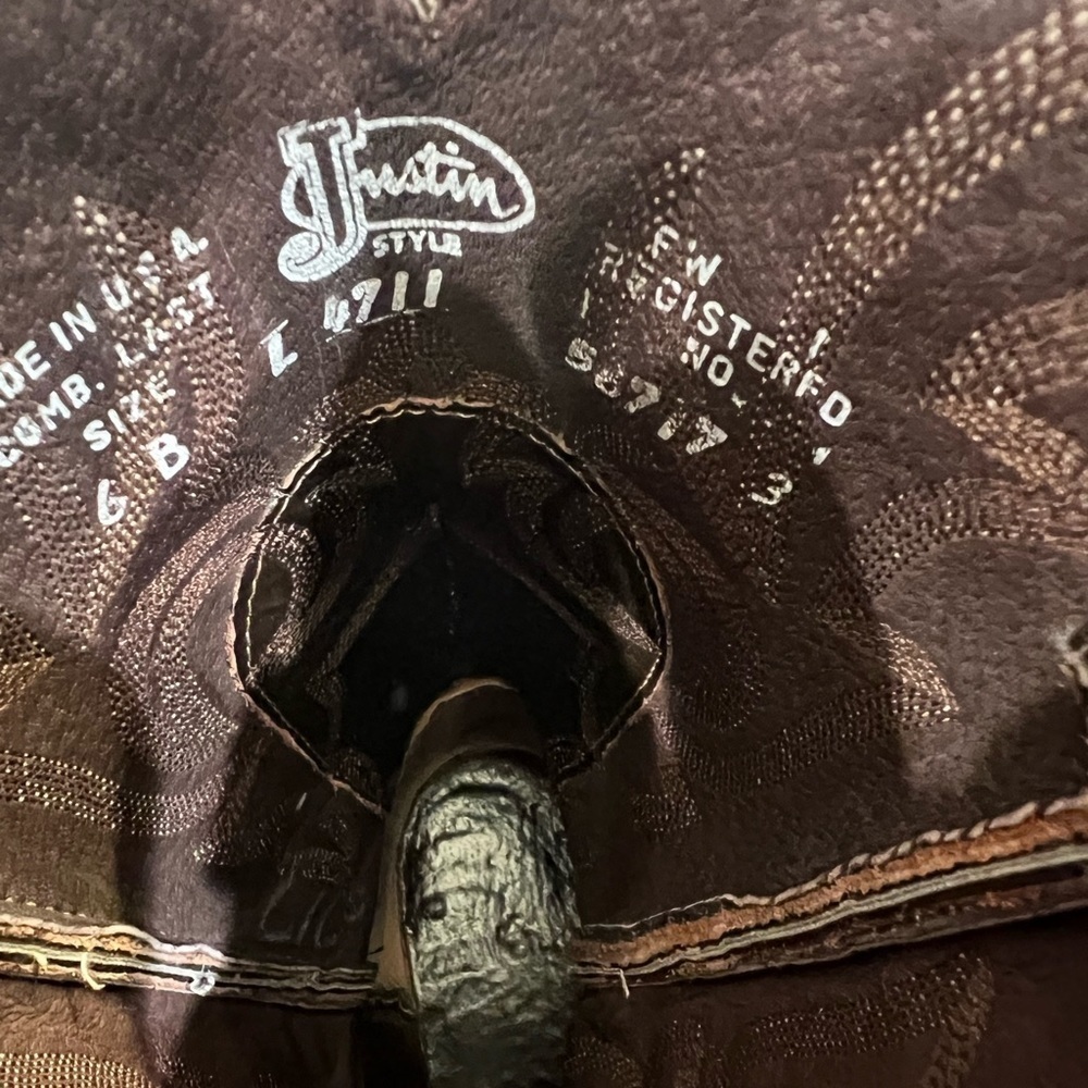 Justin Vintage brown lizard L 4711 western cowboy boots size 6 - Picture 10 of 14